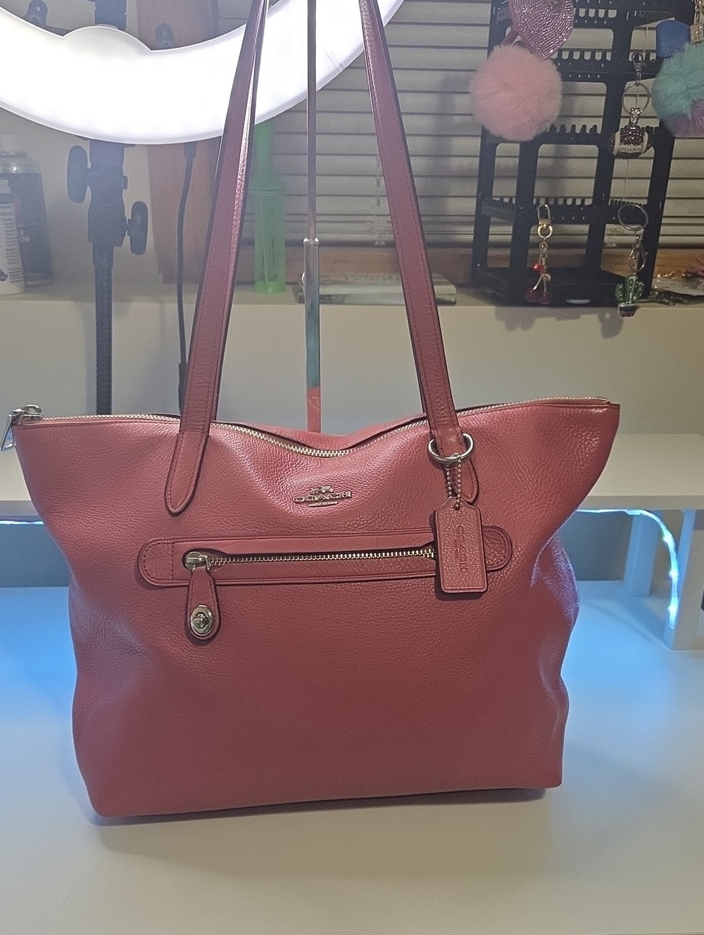 Coach Taylor Pebbled Leather Tote in Rose